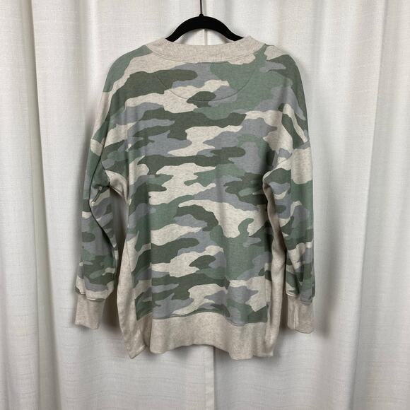 Aerie Cream Camouflage Oversized Good Vibes Sweatshirt Sz.M - Picture 9 of 13